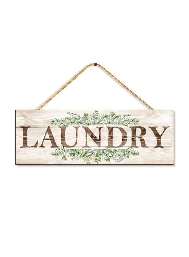 VGICH Laundry Sign Wall Decor, Kitchen Wall Art with Plant Print, Rustic Farmhouse Wall Hanging Plaque Home Kitchen Decorative (Laundry) - Image 1