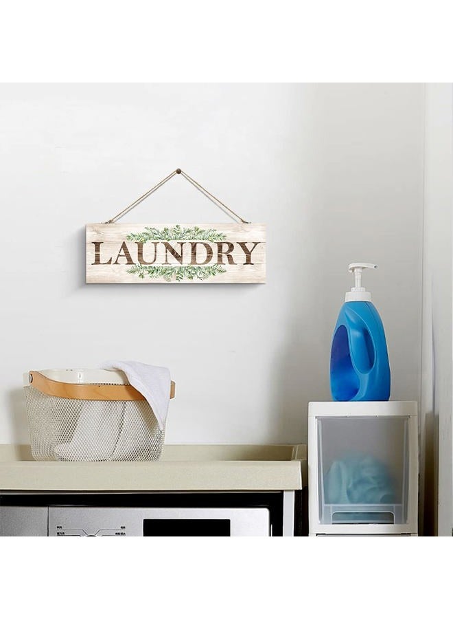 VGICH Laundry Sign Wall Decor, Kitchen Wall Art with Plant Print, Rustic Farmhouse Wall Hanging Plaque Home Kitchen Decorative (Laundry) - Image 3