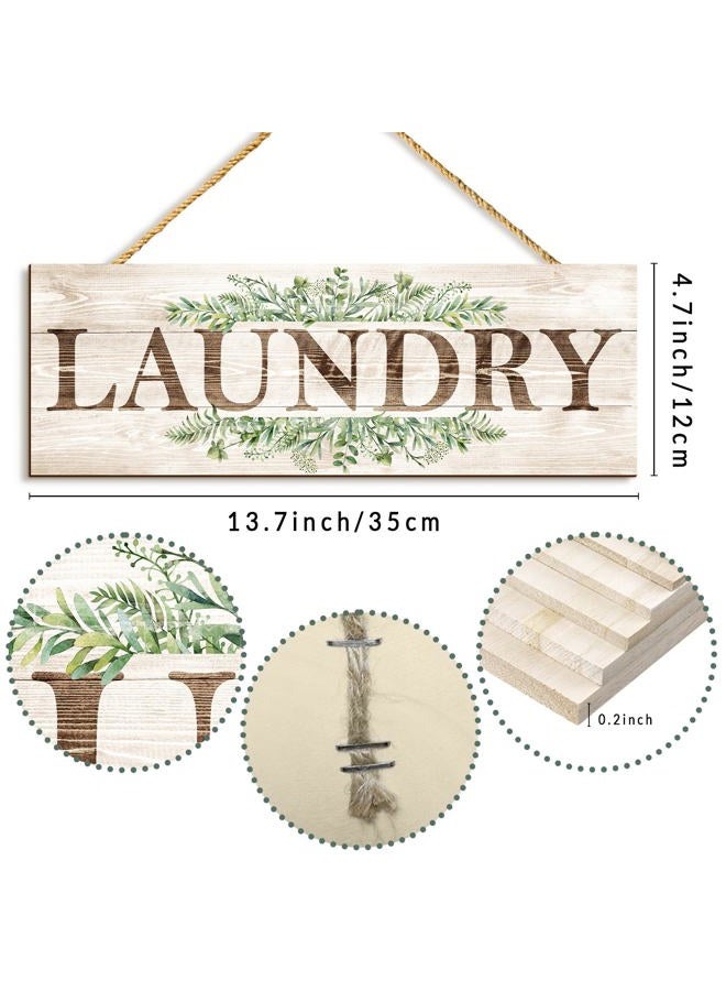 VGICH Laundry Sign Wall Decor, Kitchen Wall Art with Plant Print, Rustic Farmhouse Wall Hanging Plaque Home Kitchen Decorative (Laundry) - Image 2