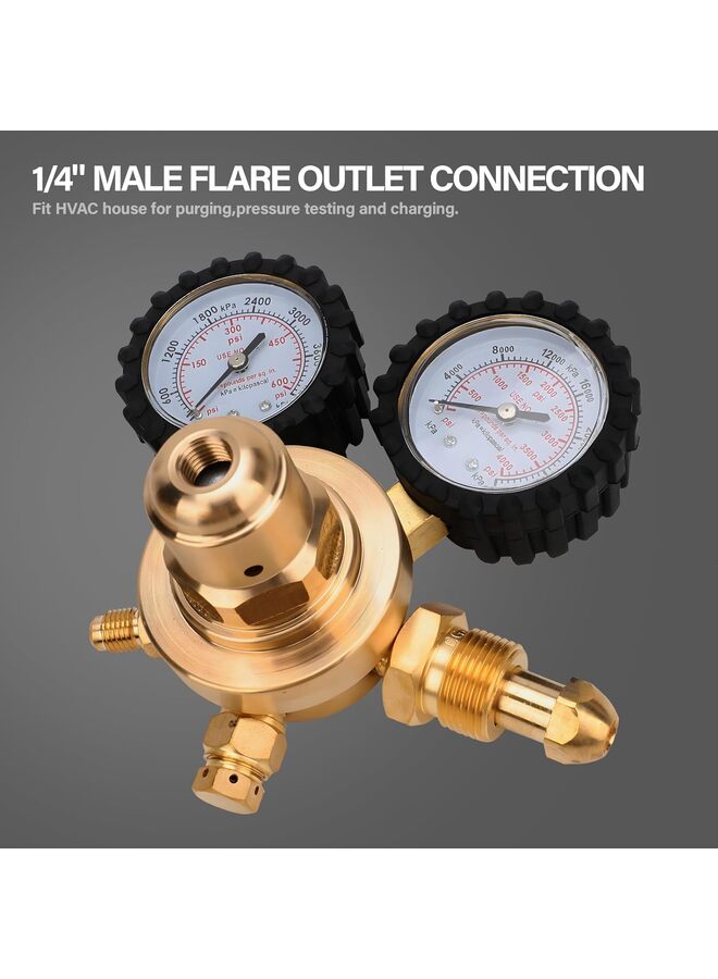 Nitrogen Regulator - Nitrogen Gauge with Hose, 0-600 PSI Delivery Pressure Equipment Brass Inlet Outlet Connection Gauges - Image 5