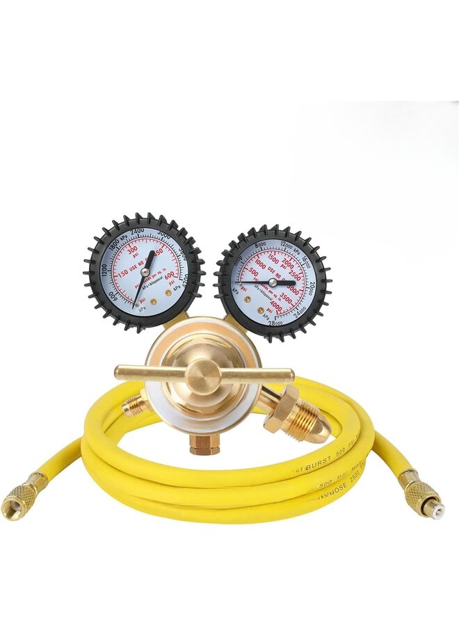 Nitrogen Regulator - Nitrogen Gauge with Hose, 0-600 PSI Delivery Pressure Equipment Brass Inlet Outlet Connection Gauges - Image 1