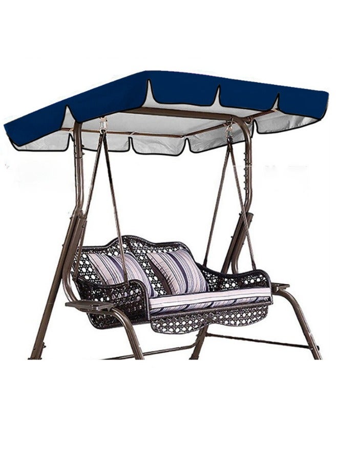 Generic Outdoor Patio Swing Chair Canopy Replacement, 3 Seater Porch Swing Seat Canopy Cover, Waterproof Windproof Anti-UV Heavy Duty Rip Proof Garden Hammock Top Cover, Garden Furniture Covers（Blue） ﻿ 
