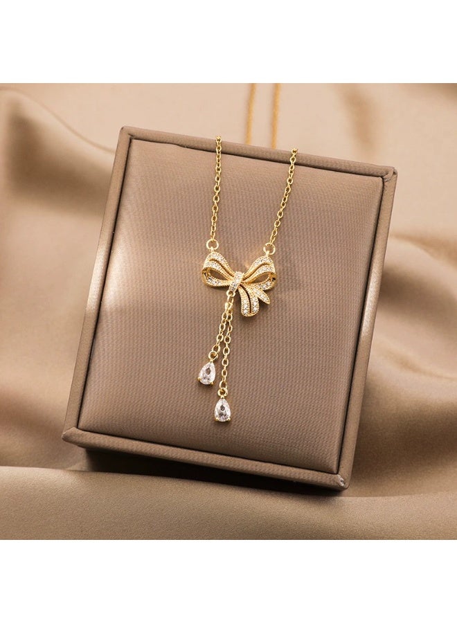 Goolsky Bowknot Pendant Necklace – Fashion Couple Jewelry, Chic Design, Bowknot Matching Design, Couples Daily Wear/Romantic Gift, Anti-Tarnish - Image 3