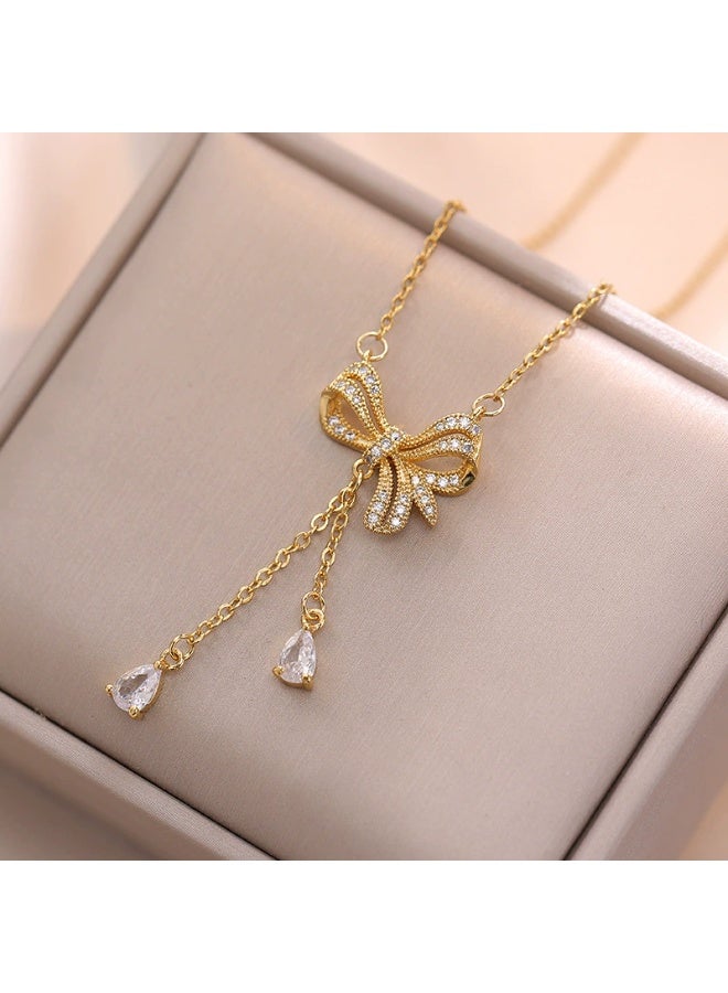 Goolsky Bowknot Pendant Necklace – Fashion Couple Jewelry, Chic Design, Bowknot Matching Design, Couples Daily Wear/Romantic Gift, Anti-Tarnish - Image 1