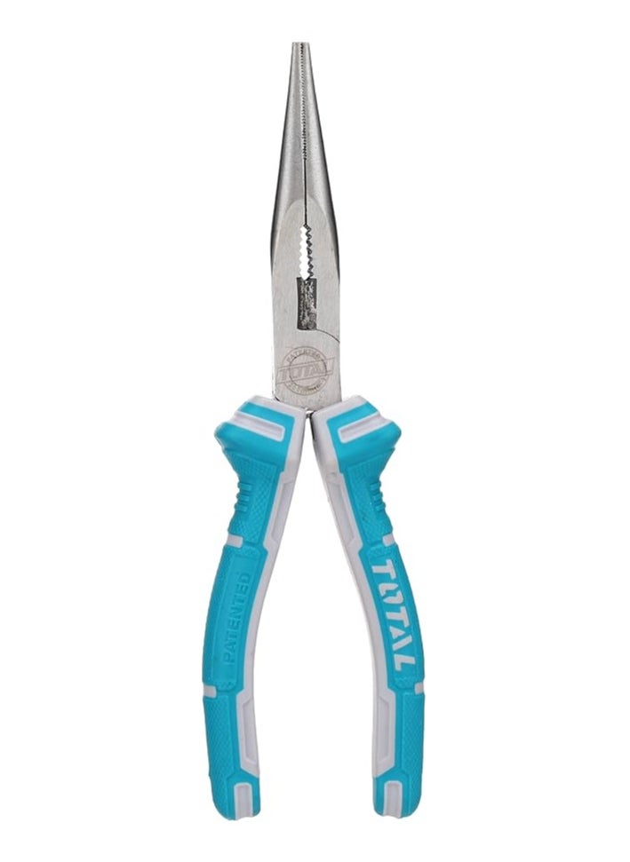 TOTAL - TOTAL Long Nose Pliers 8" (200mm) – Polish and Anti-Rust Oil Coating, Two-Color Handle, Precision Grip for DIY & Professional Use – Sliding Card Packaging - Image 1