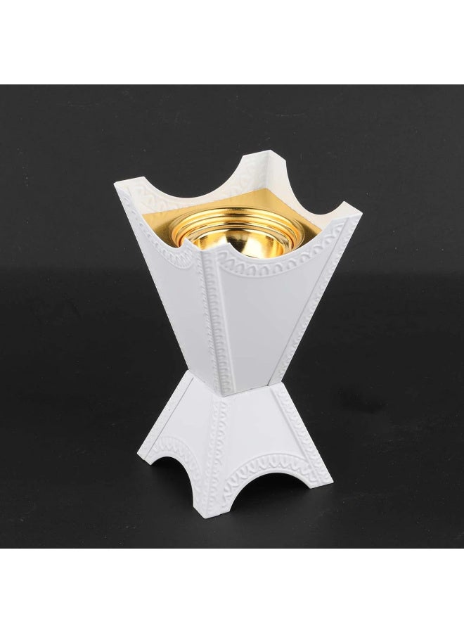 Luxury Modern Incense Burner (Bakhoor) White & Gold - 17cm Elegant Decorative Design - Anti-Slip Base - Perfect for Guest Welcoming & Home Decor. - Image 2