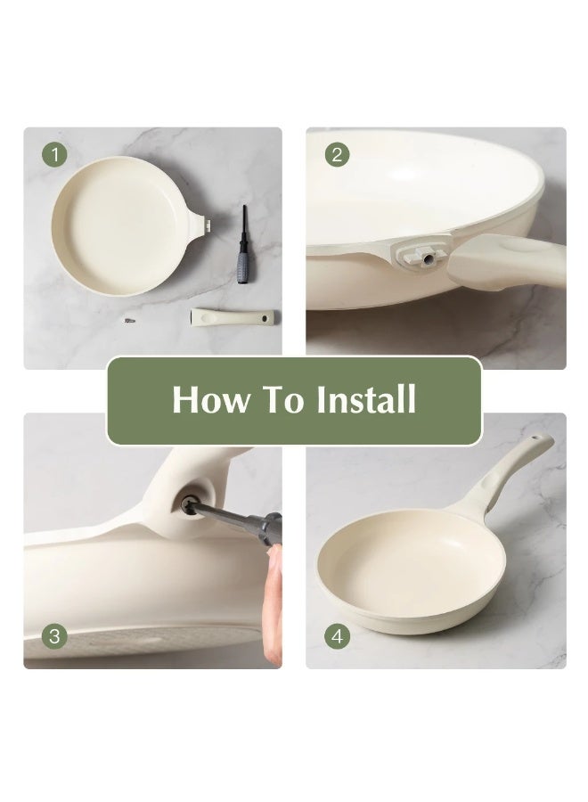 Redchef مقلاة ووك من سلسلة ريدشيف ستار سيراميك روك 28 سم مع غطاء، خالية من مركبات PFAS وPTFE وPFOA، ومناسبة لجميع أنواع المواقد (رمادي). - Image 3