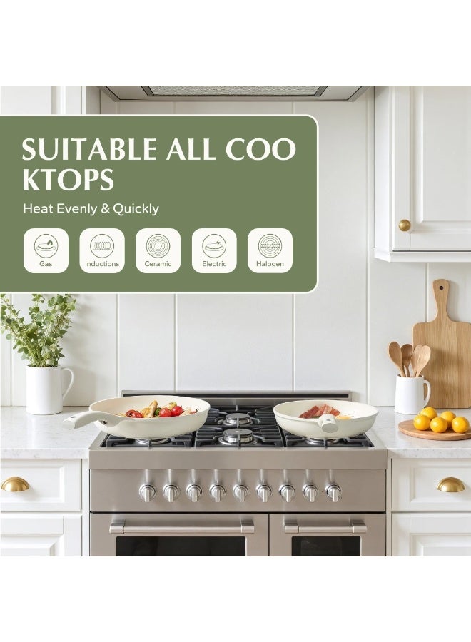 Redchef مقلاة ووك من سلسلة ريدشيف ستار سيراميك روك 28 سم مع غطاء، خالية من مركبات PFAS وPTFE وPFOA، ومناسبة لجميع أنواع المواقد (رمادي). - Image 2