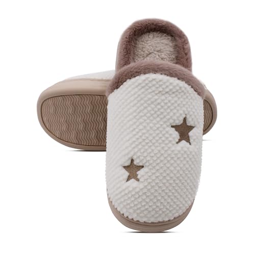 VRITRAZ Women’s Warm Plush Indoor Slippers | Soft Comfortable Anti-Slip Winter Slides | Stylish Home Footwear (White, Size 8) - Image 2