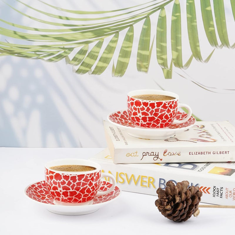 Dandy lines England by DATA Rani Cups and Saucers in Red Animal Print 51009 Pack of 12 - Image 4