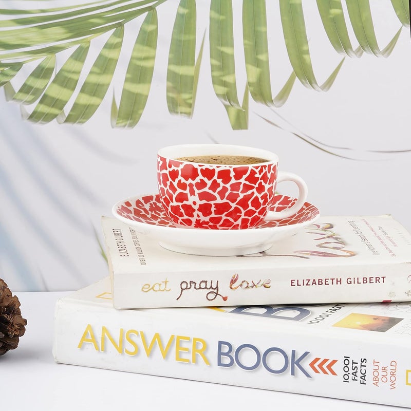 Dandy lines England by DATA Rani Cups and Saucers in Red Animal Print 51009 Pack of 12 - Image 3