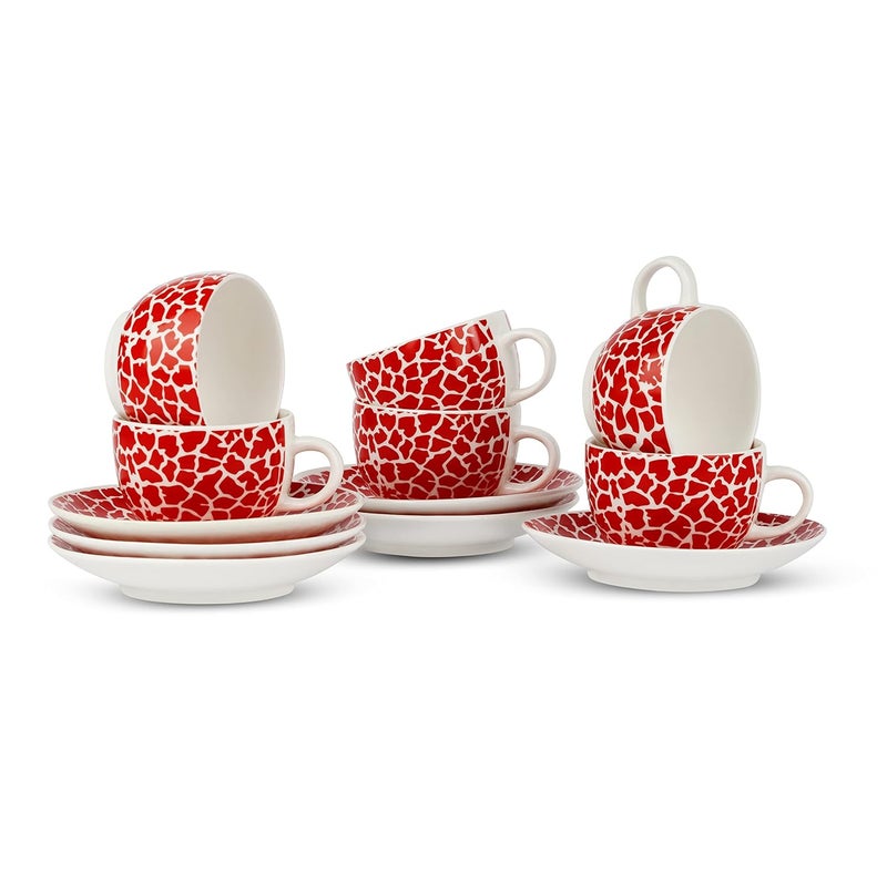 Dandy lines England by DATA Rani Cups and Saucers in Red Animal Print 51009 Pack of 12 - Image 2