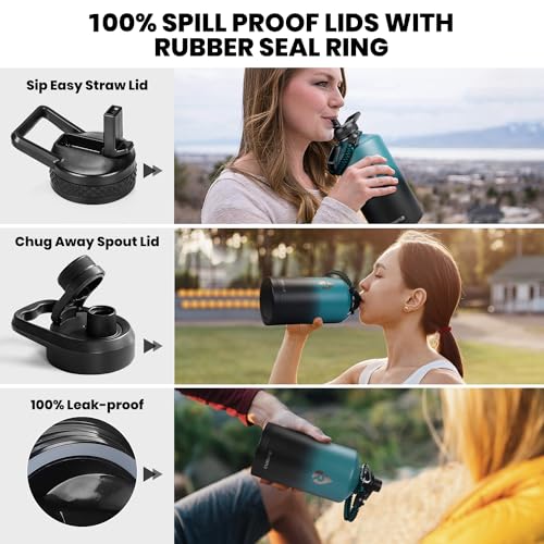 RAYMYLO One Gallon Water Bottle Insulated, Triple Walled Vacuum Stainless Steel (Cold for 48 Hrs), Leak Proof & Non-BPA, Large Water Flask Jug with Paracord Handle & Straw Spout Lids - Image 3