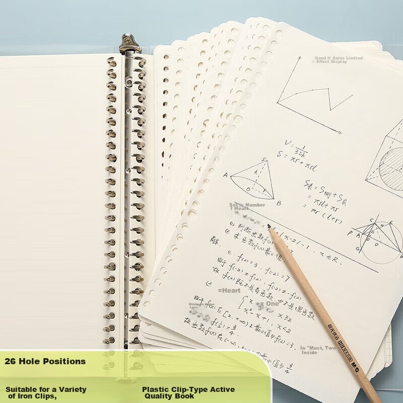 M & G Stationery B5 دفتر ملاحظات لإعادة تعبئة الورق بأوراق فضفاضة ، صفحات فارغة ، 50 ورقة / 26 فتحة ، كتاب واحد MPY9LU64 ، ضروري للامتحانات - Image 2