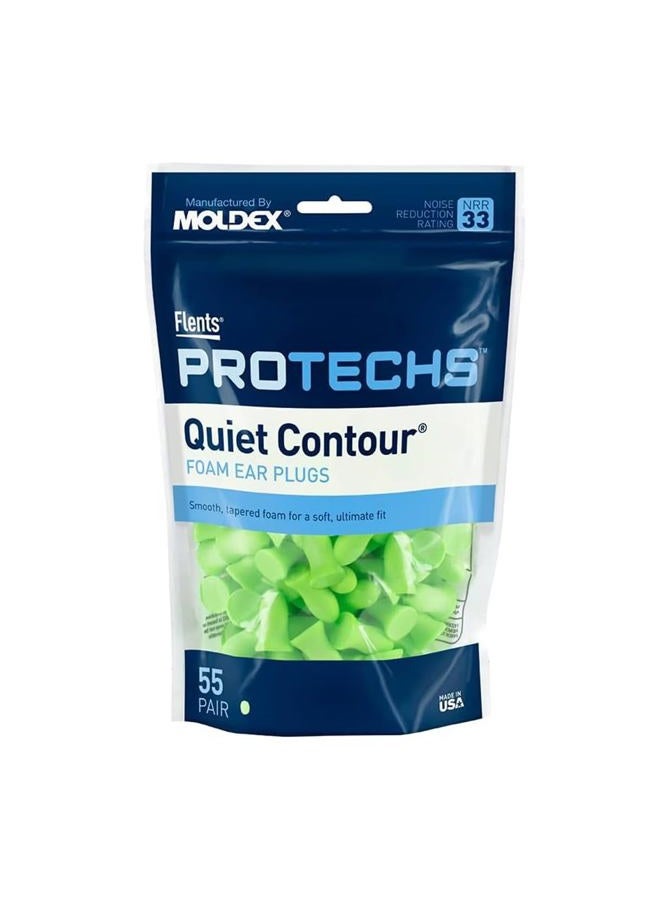 Flents Foam Ear Plugs, 55 Pair for Sleeping, Snoring, Loud Noise, Traveling, Concerts, Construction, & Studying, Contour to Ear, NRR 33, Green, Made in the USA - Image 1