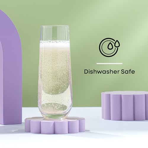 JoyJolt Milo Stemless Champagne Flutes Set of 8 Crystal Glasses. 9.5oz Prosecco Wine Flute, Mimosa Glasses, Cocktail Glass Set, Water Highball Glass, Bar Glassware - Image 5