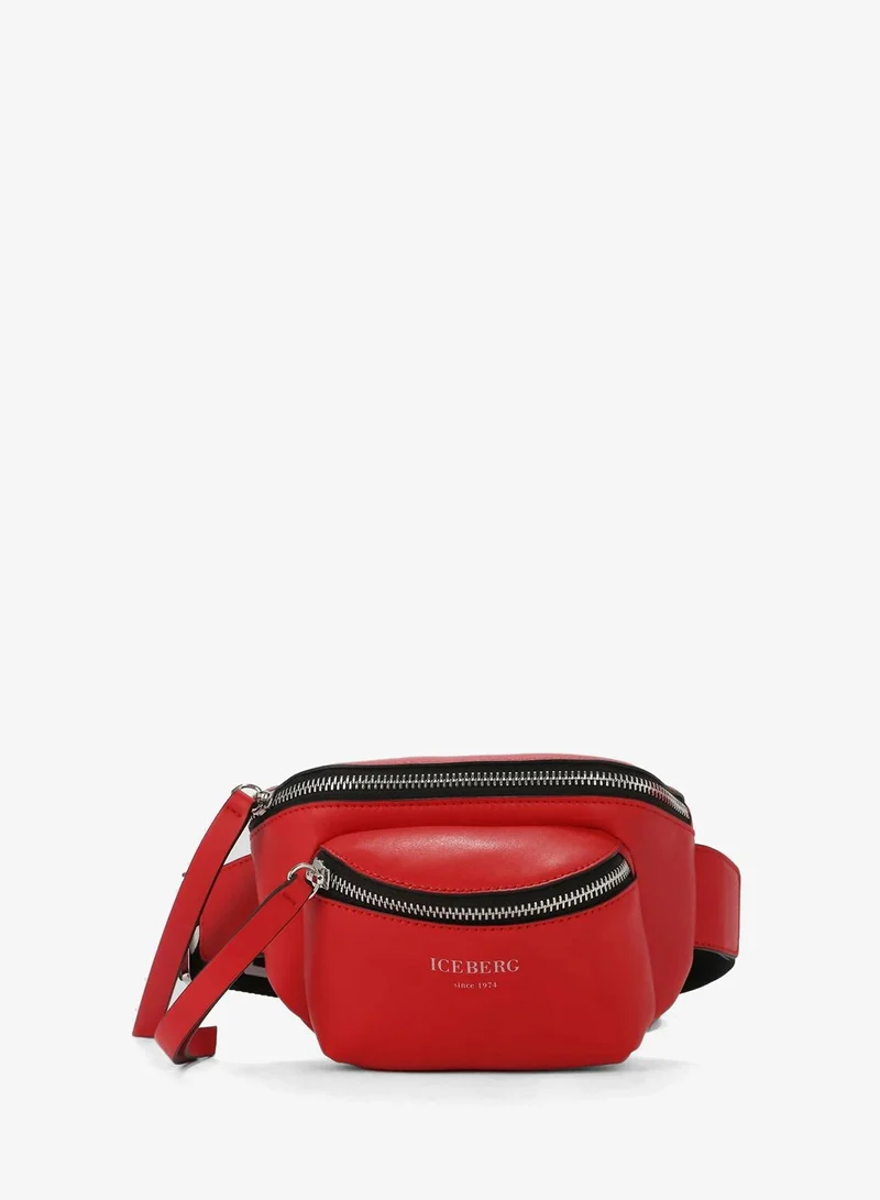 أيسبيرغ حقيبة بحزام شعار جلد أحمر