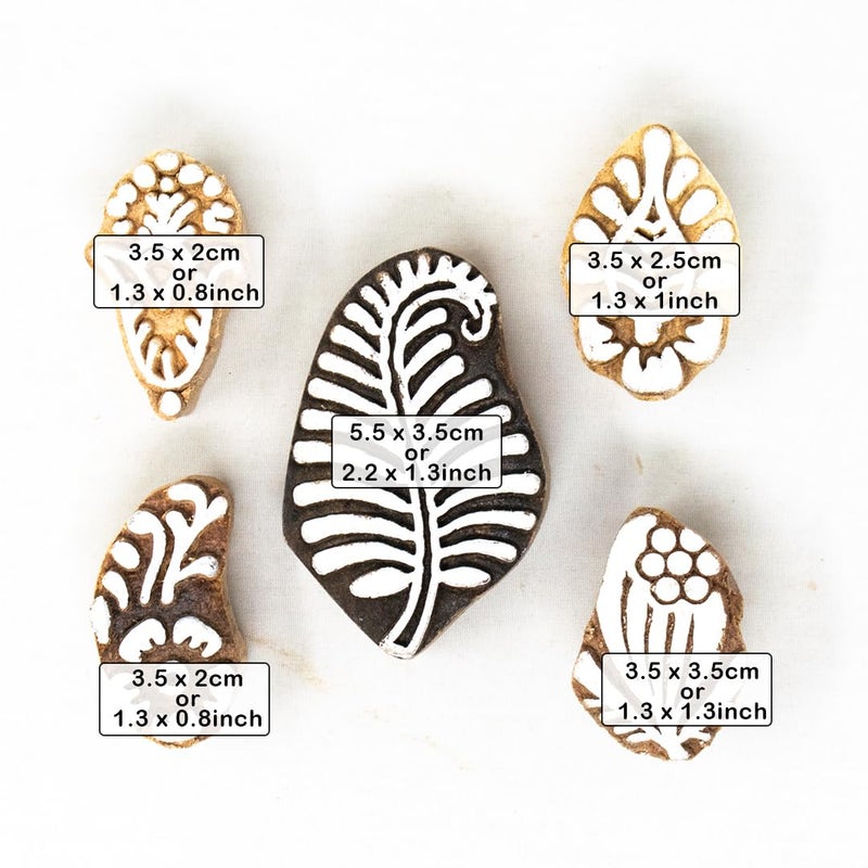 TWOGRAMS Wooden Stamp Block, Printing Stamp Design Set | Block for Printing Saree Border | Dresses, Craft Card Making, Scrapbook, Clay Pottery | Set of 5 | - Image 4