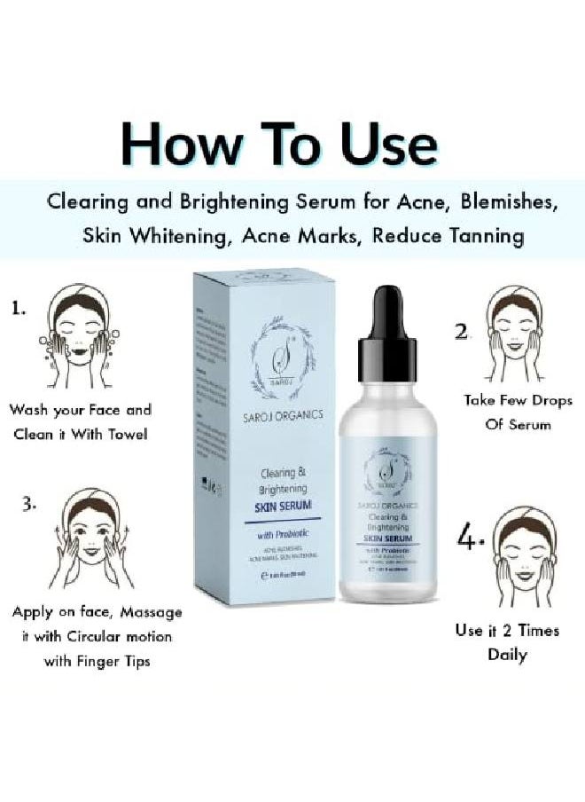 SAROJ Organics Clearing And brightening Serum 30 ml Help to Improve acne blemishes acne marks repairing damaged skin and skin whitening for men and women  - Image 4