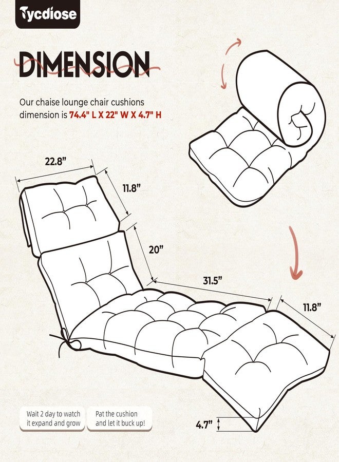 Tycdiose Outdoor Chaise Lounge Chair Cushion Replacement 74.4 x 22 x 4.7 Inches Memory Foam Waterproof Lounge Chair Cushions for Outdoor Furniture with Ties, Thickened Pool Lounge Chair Cushions, Red - Image 3