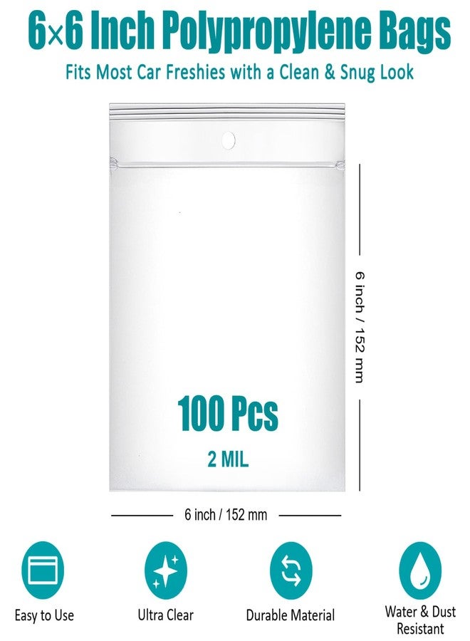 MUBYOK 6" x 6" Ultra Clear Plastic Reclosable Zip Bags for Car Freshie-Polypropylene Bags with Hang Hole for Display-2 mil Thick with Resealable Lock Seal Zipper(Pack of 100) - Image 4
