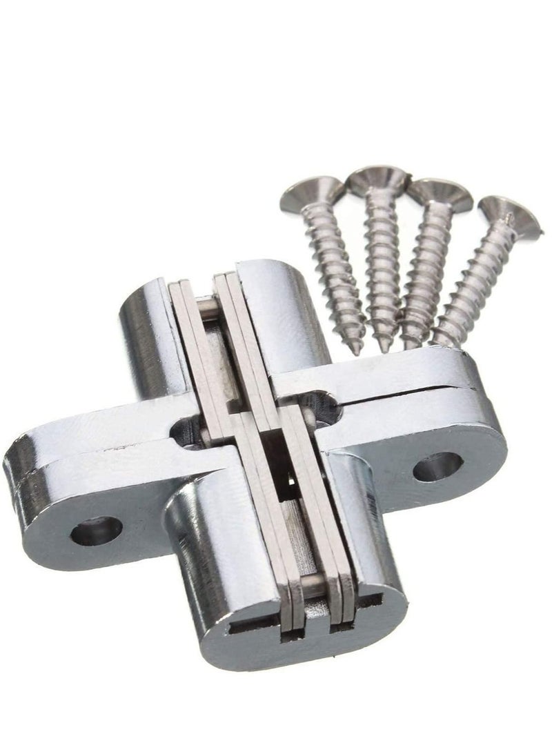 Excefore - 2 Pairs Hidden Cabinet Hinge, for Stainless Steel Invisible Door, with Screws for Cabinet Furniture Drawer Window, Leaf Height 1-3/4'' - Image 1