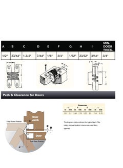 Excefore 2 Pairs Hidden Cabinet Hinge, for Stainless Steel Invisible Door, with Screws for Cabinet Furniture Drawer Window, Leaf Height 1-3/4''  - Image 4
