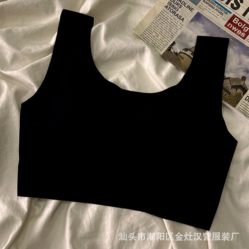 Traceless Lingerie Girl Suspenders Ice Silk Summer Simple Sports No Steel Ring Bra Student Gathered Chest Vest - Image 1