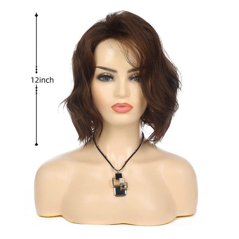 Wiwige Short Wavy Brown Bob Wig for Women Synthetic Heat Resistant Side Part Halloween Cosplay Wig - Image 5