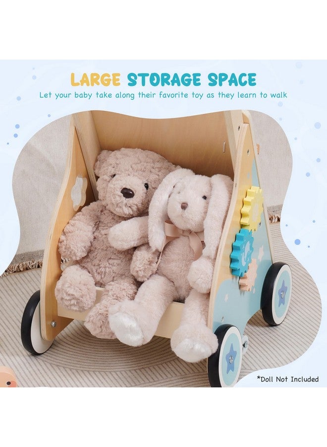 ROBOTIME Wooden Baby Push Walker, Ocean-Themed Wooden Baby Walker with Wheels, Sit-to-Stand Activity Center, Push Toy for Toddlers, for Boys and Girls - Image 5