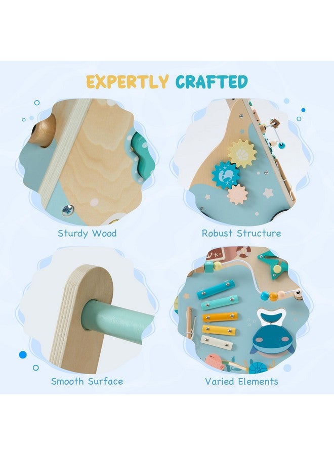 ROBOTIME Wooden Baby Push Walker, Ocean-Themed Wooden Baby Walker with Wheels, Sit-to-Stand Activity Center, Push Toy for Toddlers, for Boys and Girls - Image 4