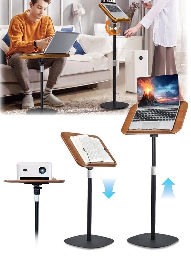 XiuWoo Adjustable Oak Wood Book Stand, 50–130cm Height & 180° Tilt, Ergonomic Reading Holder for Quran, Music Sheet,Tablets & Books, Portable Stable Floor Stand for Prayer, Study & Office - Image 1