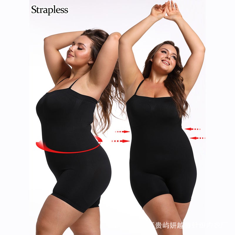 Shaper Full Body Shaper Detachable Shoulder Strap Seamless Flat Shoulder Tunic One-Piece Shaper Inner Wear - Image 4
