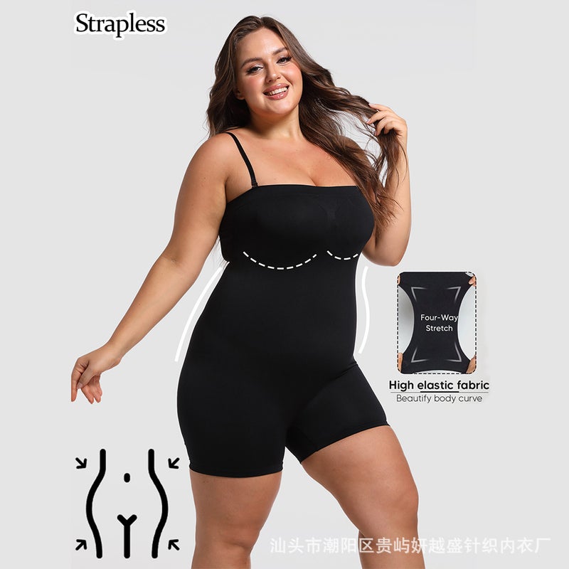 Shaper Full Body Shaper Detachable Shoulder Strap Seamless Flat Shoulder Tunic One-Piece Shaper Inner Wear - Image 3