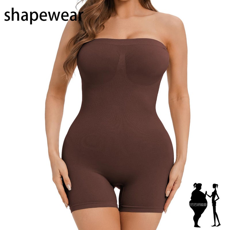 Shaper Full Body Shaper Detachable Shoulder Strap Seamless Flat Shoulder Tunic One-Piece Shaper Inner Wear - Image 1