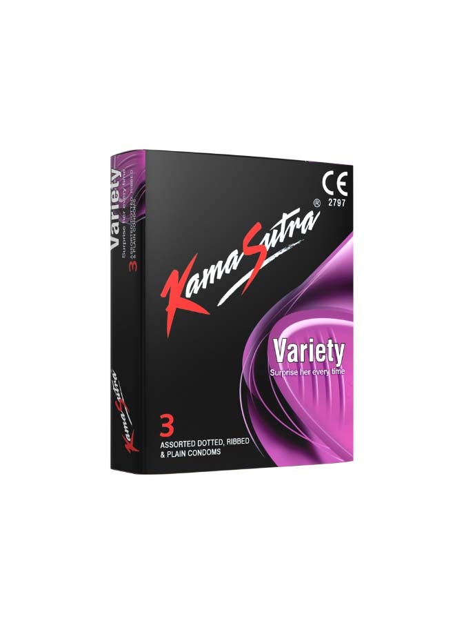 Kamasutra Pack Of 3 Variety Condoms - Image 1
