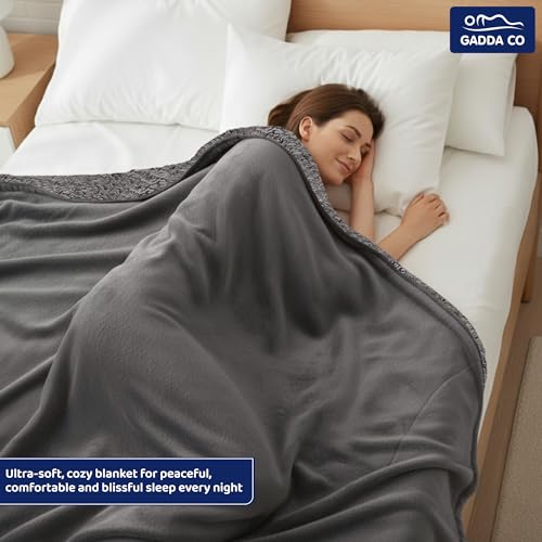 GADDA CO Premium Micromink Polyester Sherpa Blanket | Super Soft Flannel AC Blanket for Summer & Mild Winter | Solid Grey, Single Size 150 x 228 cm (Approx. 4 x 7 ft) | 200 TC - Image 5