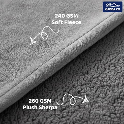 GADDA CO Premium Micromink Polyester Sherpa Blanket | Super Soft Flannel AC Blanket for Summer & Mild Winter | Solid Grey, Single Size 150 x 228 cm (Approx. 4 x 7 ft) | 200 TC - Image 4