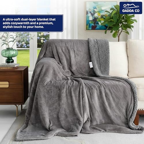 GADDA CO Premium Micromink Polyester Sherpa Blanket | Super Soft Flannel AC Blanket for Summer & Mild Winter | Solid Grey, Single Size 150 x 228 cm (Approx. 4 x 7 ft) | 200 TC - Image 2