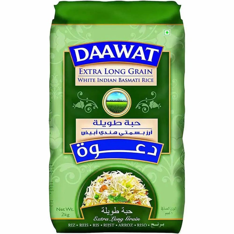 Daawat أرز بسمتي هندي أبيض طويل الحبة من داوات، 2 كجم - Image 1