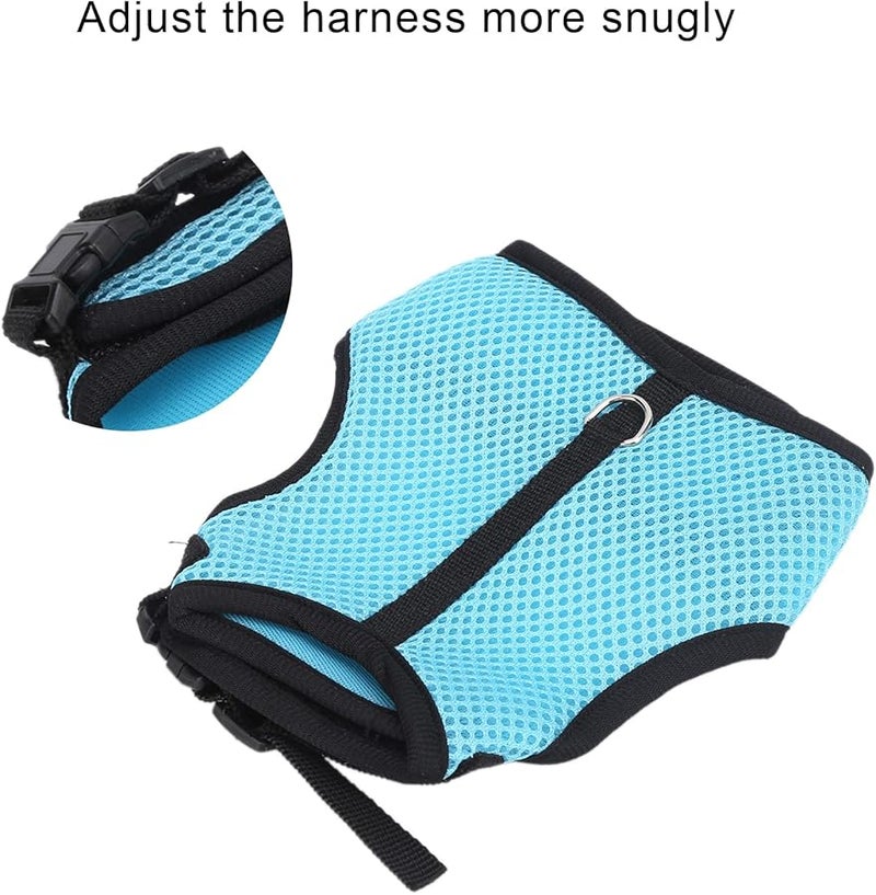 Adjustable Mesh Harness And Leash Set For Small Pets Rabbit Guinea Pig Light Blue Medium - Image 3