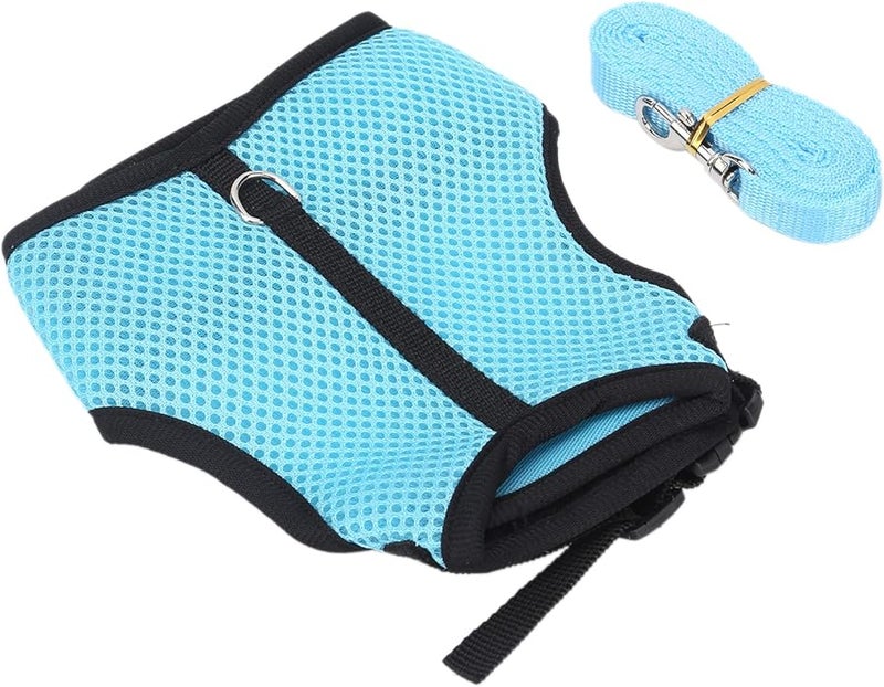 Adjustable Mesh Harness And Leash Set For Small Pets Rabbit Guinea Pig Light Blue Medium - Image 2