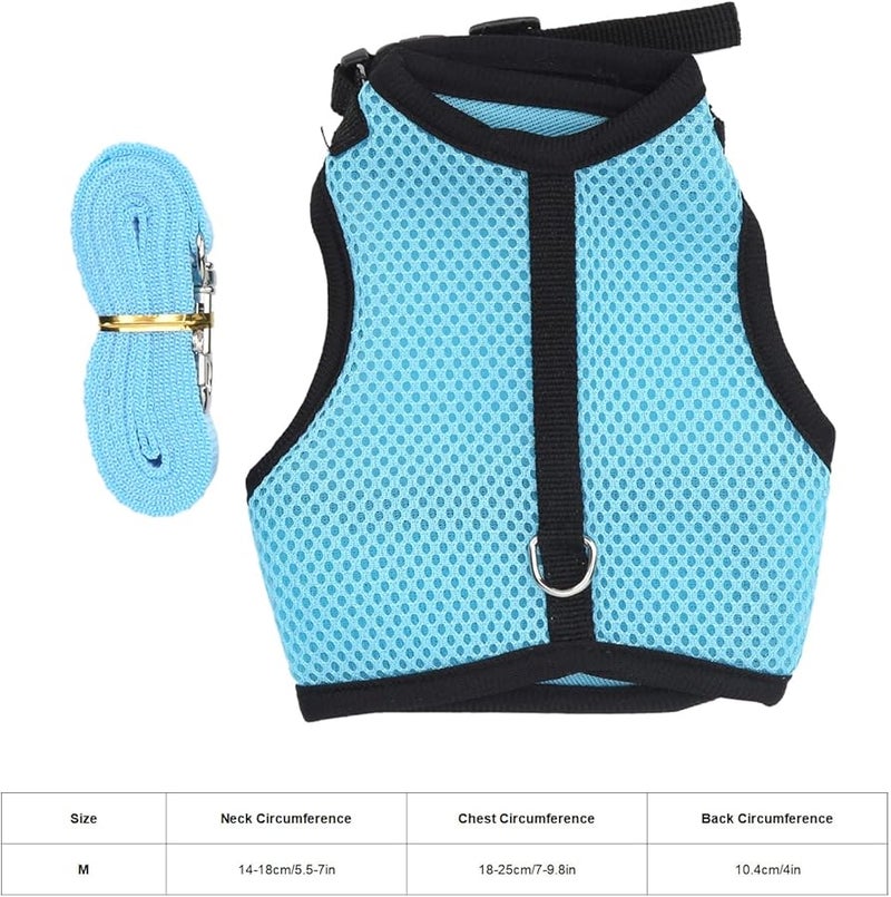 Adjustable Mesh Harness And Leash Set For Small Pets Rabbit Guinea Pig Light Blue Medium - Image 5