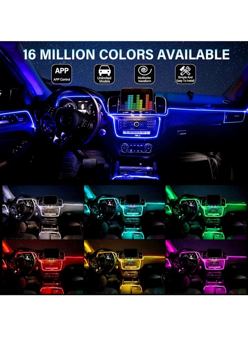 Car LED Interior Strip Light,64 Colors 5 in1 Fiber Optic, Multicolor RGB Ambient Lighting Kit - Wireless Bluetooth APP - Image 3