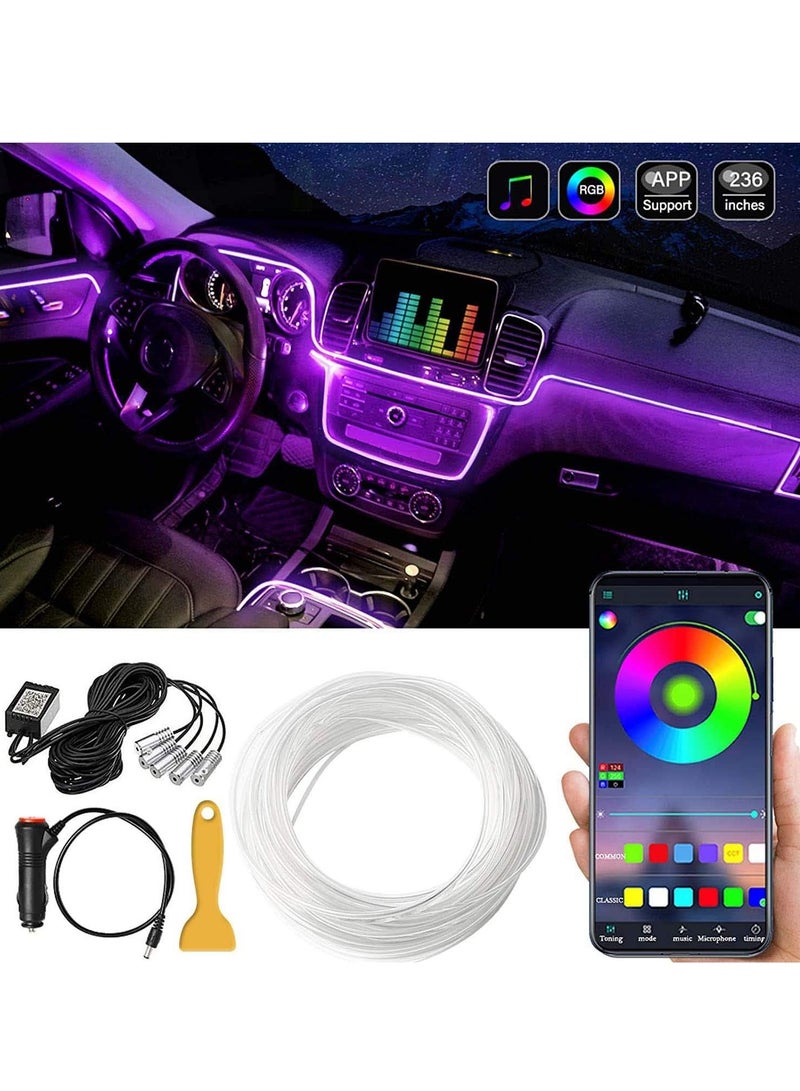 Car LED Interior Strip Light,64 Colors 5 in1 Fiber Optic, Multicolor RGB Ambient Lighting Kit - Wireless Bluetooth APP - Image 5