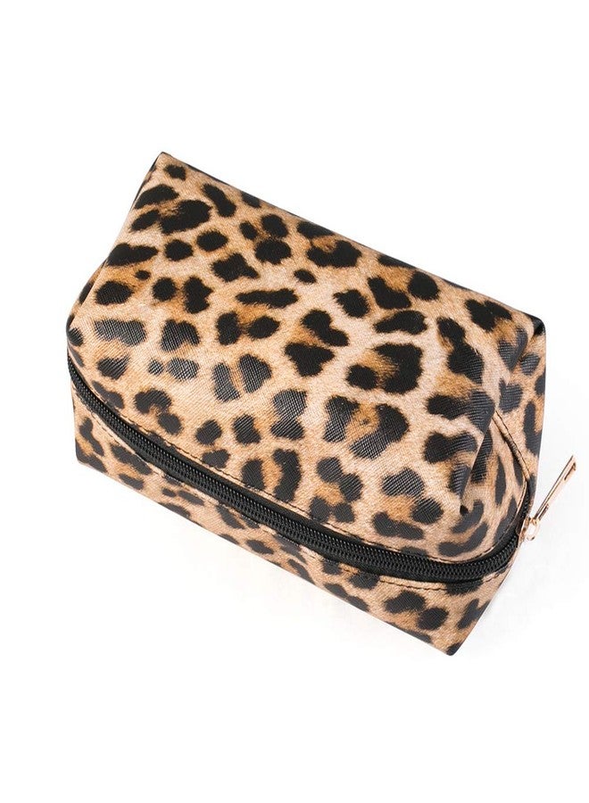 FITINI 2 Pcs Leopard Makeup Bag Travel Cosmetic Case Portable Multifunction Toiletry Bags Organizer Brushes Storage Bags with Gold Zipper for Women Clutch Purse - Image 4