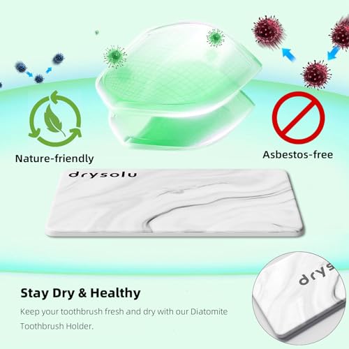 DRYSOLU Toothbrush Holders Large Toothbrush Holder with 6 Slots – Fast Drying Toothbrush Organizer for Bathroom Sink Countertop, Fits Electric & Manual Toothbrushes, Water Absorbent Diatomaceous Earth - Image 4
