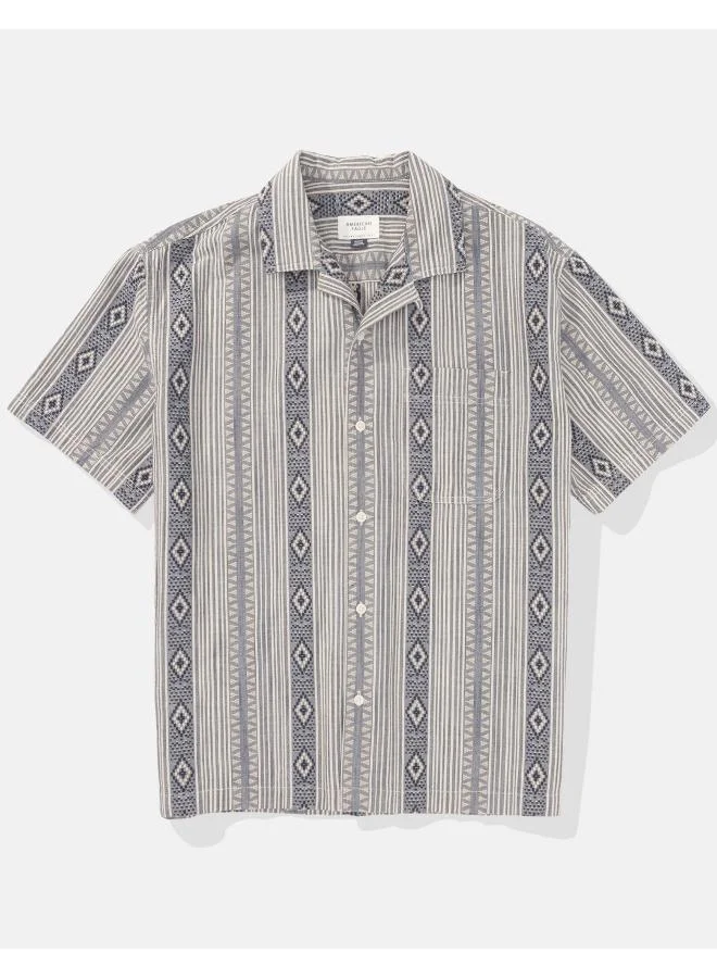 American Eagle Striped Button-Up Poolside Shirt