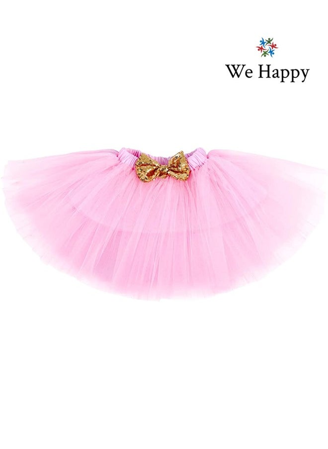 We Happy 4 Pieces Its My 1st Birthday Costume Princess Theme Dressing up Toy Baby Girl Party Fancy Wear with Tutu Skirt, Cake Topper and Floral Headband  - Image 3