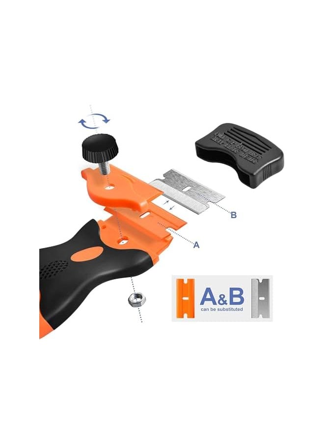 PROMASS promass Plastic Razor Scrapers Plastic, Utility Razor Double Edged Blade Scraper with 3 Pack Plastic Razor Scraper Blades and 3 Pack Metal Blade for Removing Labels/Stickers/Decals from Glass  - Image 5